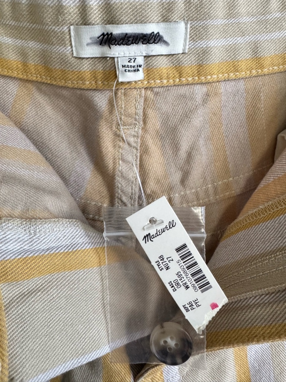 Madewell Rumpled Cotton Twill Striped Shorts Size 27 - Picture 6 of 6